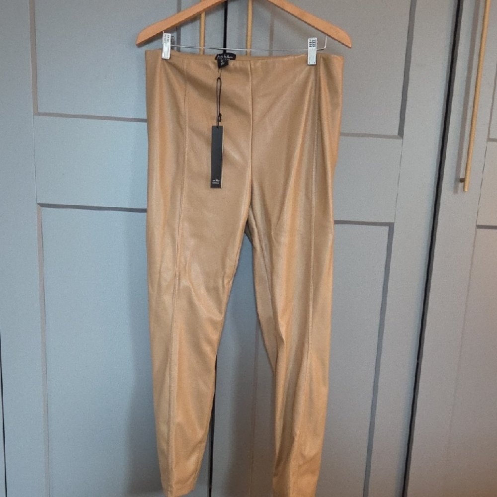 Faux Letter Nicole Miller Tan Skinny Pants